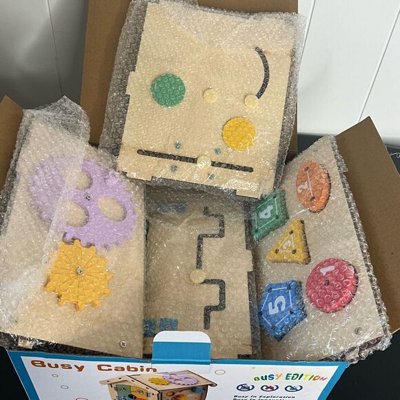 Busy Cabin Boys Girls Learning Wooden Activity Center Shapes Numbers Colors - Picture 6 of 6